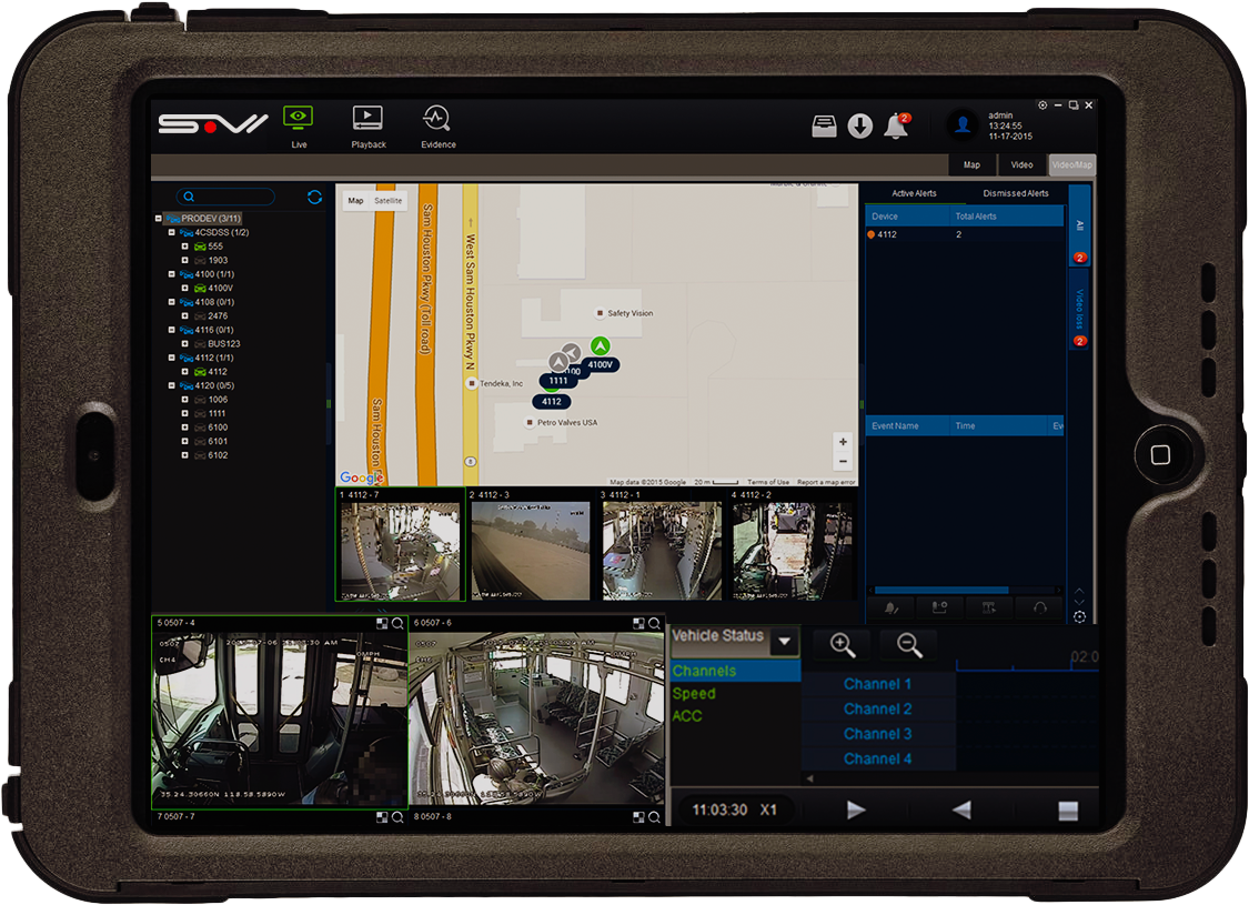 VisionCloud interface on a rugged tablet